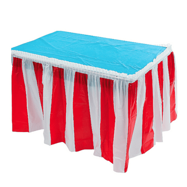 red white tablecloth skirt